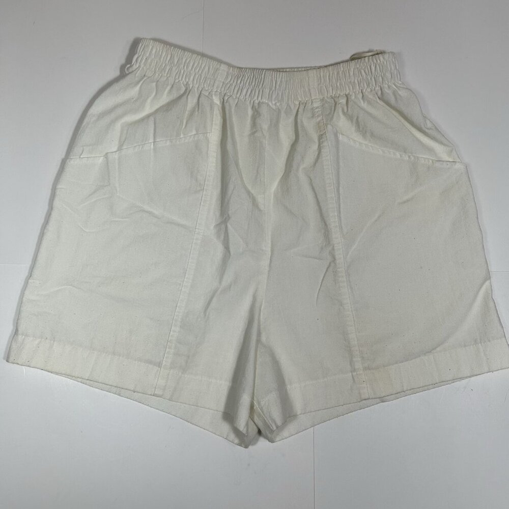 Vtg Action Scene Women High Rise Ivory Shirts Cotton Blend Pull On Sz M USA Flaw